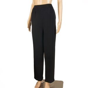 Vintage St. John Black Wool Knit High Rise Stretch Waist Leg Trouser Pants